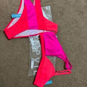 Vivi Pink and Red Bikini Set